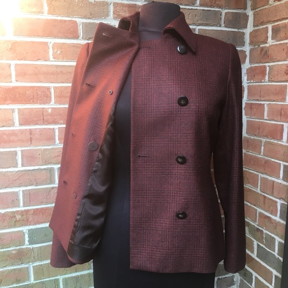 NWOT Red/Gray Wool Double Breasted Jacket Sz6P - Picture 6 of 8